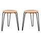 Set of 2 - Storo Bar Stool 45cm - Black Frame - Natural Timber Seat