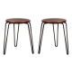 Set of 2 - Storo Bar Stool 45cm - Black Frame - Walnut Timber Seat