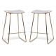 Set of 2 - Porter Nordberg Kitchen Counter Bar Stool 73cm - Rose Gold Frame - Natural Veneer White Cushion Seat