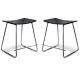 Set of 2 - Porter Nordberg Kitchen Low Stool 47cm - Chrome Frame - Black Veneer Seat