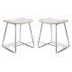 Set of 2 - Porter Nordberg Kitchen Low Stool 48cm - Chrome Frame - Natural Veneer - White Cushion Seat