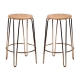 Set of 2 - Storo Bar Stool 65cm - Rose Gold Frame - Natural Timber Seat