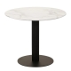 Raimon Furniture Rafael Round Dining Table With Marble Effect 90cm - Black Metal Frame - White Sevella