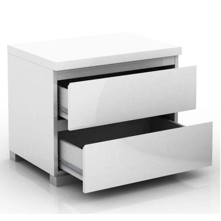Porto 2-Drawer Bedside Nightstand End Lamp Side Table - High Gloss White