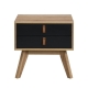 Design Square Pam Modern Scandinavian Nightstand Bedside Table W/ 2 Drawers - Oak/Black