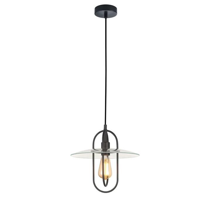 PAPILLON Pendant Lamp Light Interior ES Matte Black Oblong with Clear Glass Coolie OD315mm