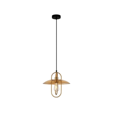 PAPILLON Pendant Lamp Light Interior ES Antique Brass Oblong with Amber Glass Coolie OD315mm