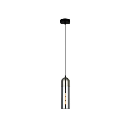 PASTILLE Pendant Lamp Light Interior ES Smoke Glass Satin Chrome Round Top Cylinder OD80mm
