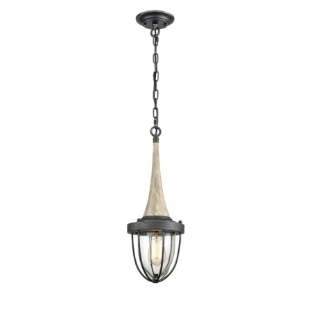 PENDOLO Pendant Lamp Light Interior ES Weathered Charcoal & washed Wood Cage OD180mm