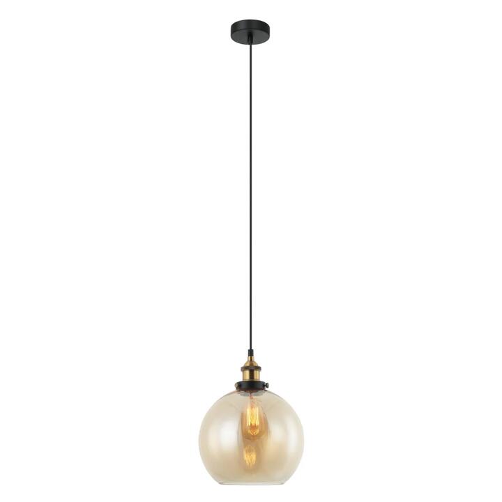 PESINI Pendant Lamp Light Interior ES 40W Amber Wine Glass with Antique Brass Highlight