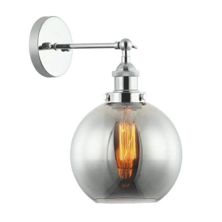 PESINI Wall Light Interior Surface Mounted ES Black Smoke Wine Glass with Chrome Bracket