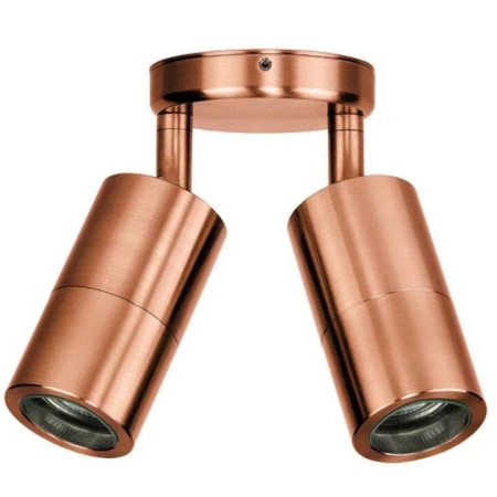 Pillar Light Double Adjustable GU10 Copper IP65 Round Back Plate