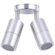 Pillar Light Double Adjustable GU10 Shiny Silver IP65 Round Back Plate