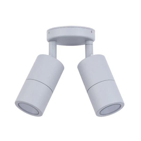 Pillar Light Double Adjustable GU10 Matte Grey IP65 Round Back Plate