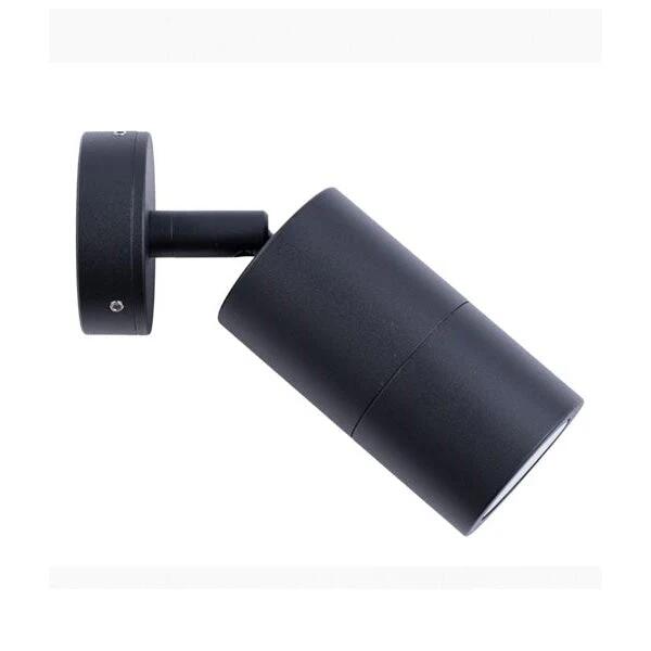 Pillar Light Single Adjustable 12V MR16 Black IP65 Round Back Plate