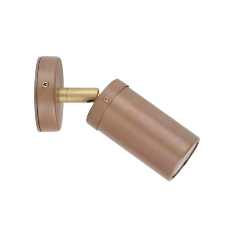 Pillar Light Single Adjustable 12V MR16 Aged Copper IP54 Round Back Plate with Brass