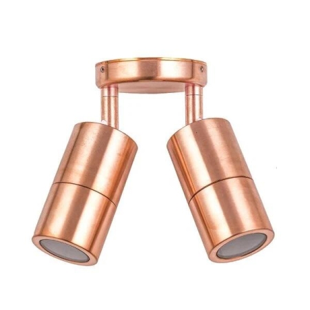 Pillar Light Double Adjustable 12V MR16 Copper IP65 Round Back Plate