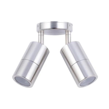 Pillar Light Double Adjustable 12V MR16 Stainless Steel 316 IP65 Round Back Plate
