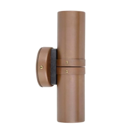 Pillar Light Up/Down 12V MR16 Aged Copper IP65 Round Back Plate Anti-Glare