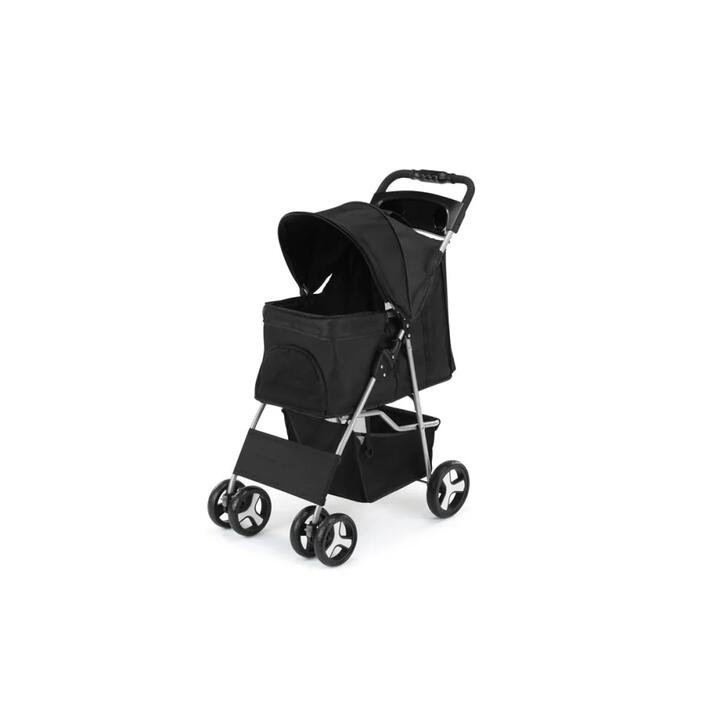 Pets Dogs Cats Foldable Pet Stroller Trolley - Black