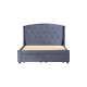 Queen Size Storage Bed Frame Upholtery Navy Blue Fabric with 2 Drawers