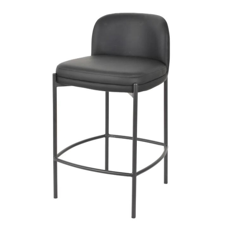 Raimon Furniture Primo Eco Leather Modern Kitchen Counter Bar Stool Metal Legs 67cm Black