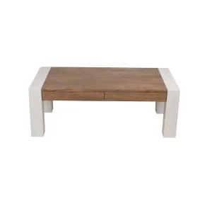 Megan Rectangular Wooden Coffee Table - Antique Oak / High Gloss White