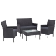 Outdoor Furniture Wicker Set Chair Table Dark Grey 4pc