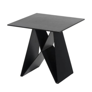 Raimon Furniture Odette Rectangular Side Table - Black Metal Frame - Shadow Grey Ceramic