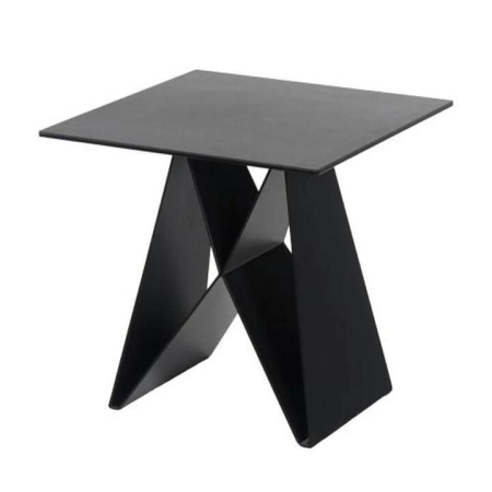 Raimon Furniture Odette Rectangular Side Table - Black Metal Frame - Shadow Grey Ceramic