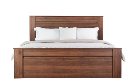 Design Square Modern Wooden Bed Frame Queen Size W/ Headboard - Walnut