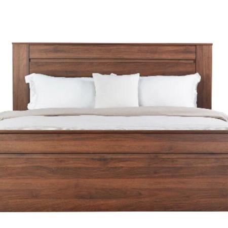 Design Square Modern Wooden Bed Frame Queen Size W/ Headboard - Walnut