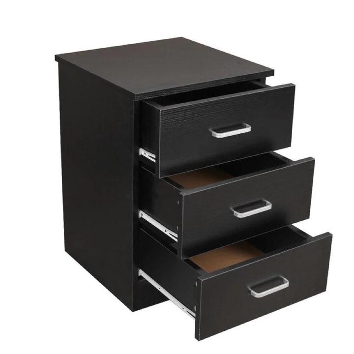 Design Square Modern 3-Drawer Chest Nightstand BedSide Table - Black