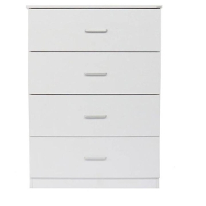 Design Square Modern 4-Drawer Chest Tallboy Storage Cabinet - White
