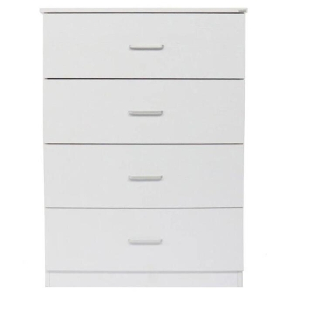Design Square Modern 4-Drawer Chest Tallboy Storage Cabinet - White