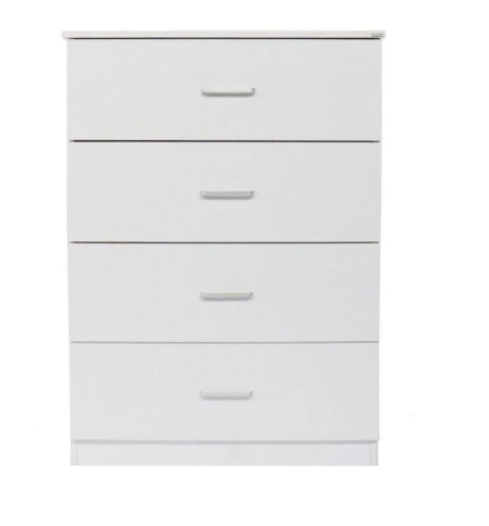 Design Square Modern 4-Drawer Chest Tallboy Storage Cabinet - White