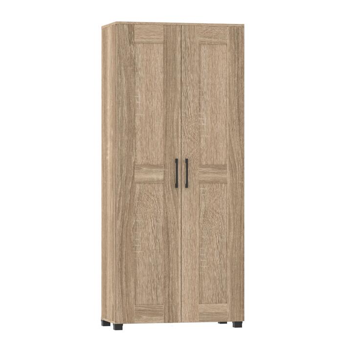Nova 2-Door Tall Cupboard Tallboy Storage Cabinet - Light Sonoma Oak