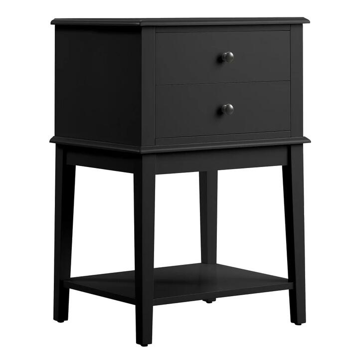 Merci 2-Drawer Bedside Nightstand End Lamp Side Table - Black