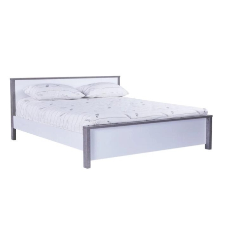 Design Square Modern Wooden Queen Bed Frame - White / Grey