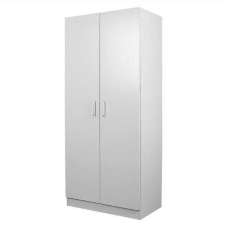 Design Square Modern 2-Door Multi-Purpose Wardrobe Closet Clothes Storage Cabinet - White