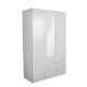 Design Square Modern 3-Door 2-Drawers Wardrobe Closet Clothes Storage Cabinet With Mirror - White