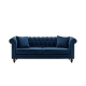 Design Square Modern Chesterfield Velvet Fabric 3-Seater Sofa - Blue