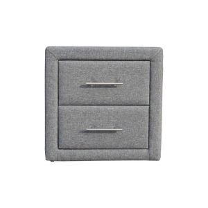 Design Square Modern 2-Drawer Fabric Nightstand Bedside Table - Dark Grey