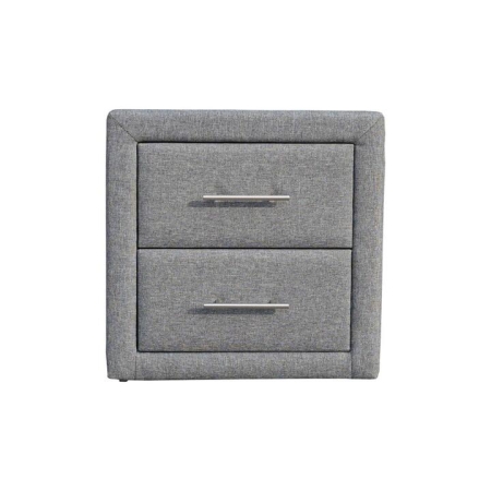 Design Square Modern 2-Drawer Fabric Nightstand Bedside Table - Dark Grey