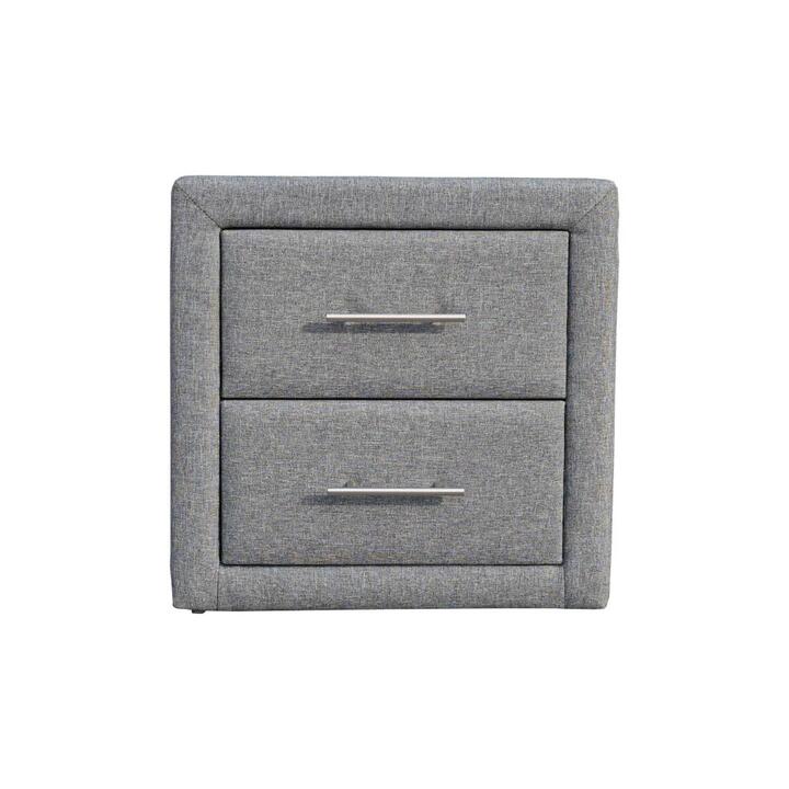 Design Square Modern 2-Drawer Fabric Nightstand Bedside Table - Dark Grey