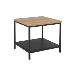 Design Square Open Shelf Square Lamp End Side Table - Oak