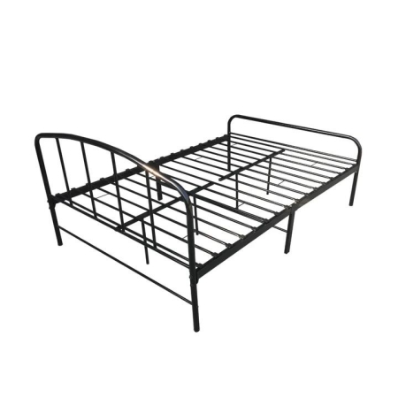 Design Square Metal Bedframe Double Size Country Style - Black
