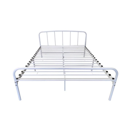 Design Square Metal Bedframe Double Size Country Style - White