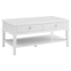 Mika Wooden Open Shelf Coffee Table W/ 2-Drawer Storage - White