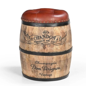 Moet Chandon Vintage Rustic Round Foot Stool Ottoman